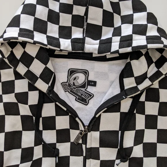 Ripzone Skateboard Checkered Black White Hoodie, Men's Large - Picture 6 of 6